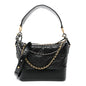 Aged Smooth Calfskin Quilted Medium Gabrielle Logo Hobo Black