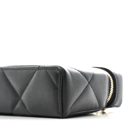 Caviar Quilted Top Handle Slim Vanity With Chain Black
