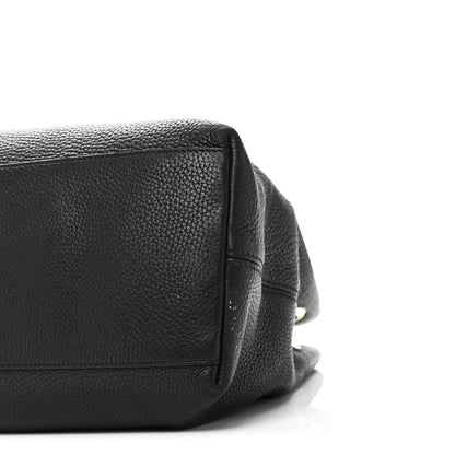 Pebbled Calfskin Medium Soho Chain Shoulder Bag Black