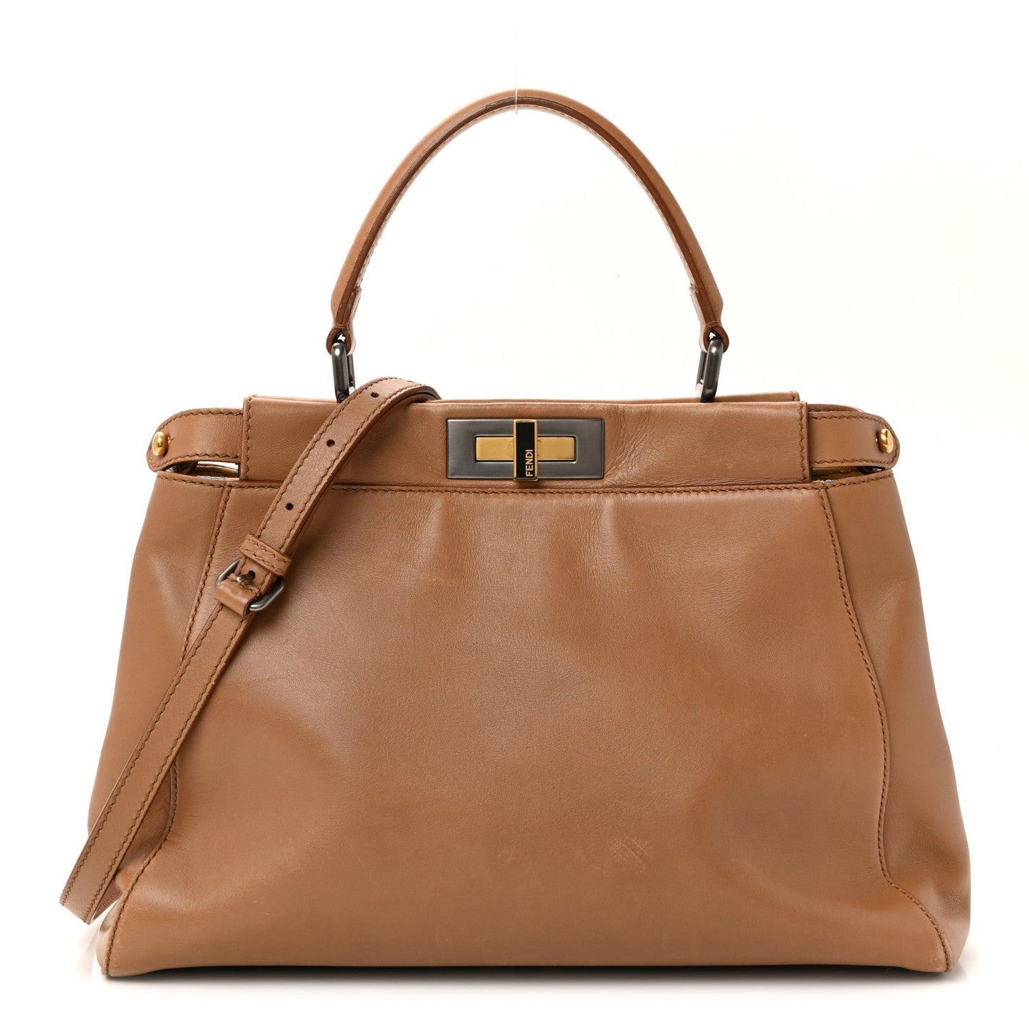 Vitello Seta Shiny Nappa Elaphe Medium Peekaboo Iconic Satchel Latte Blue