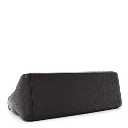 Grained Calfskin E/W Top Handle Bag Deep Brown
