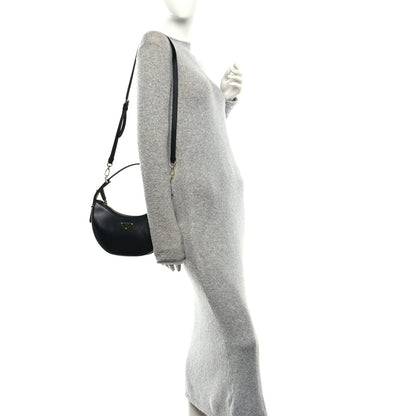 Soft Calfskin Arque Shoulder Bag Black