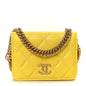Lambskin Quilted Enamel Logo Flap Card Holder On Chain Yellow