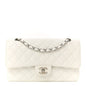 Caviar Quilted Medium Double Flap White
