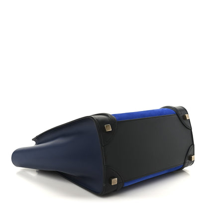 Nubuck Smooth Calfskin Micro Tri-Color Luggage Bright Blue