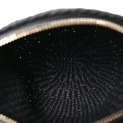 X MIFUKO Raffia Calfskin Mini Chain Basket Black