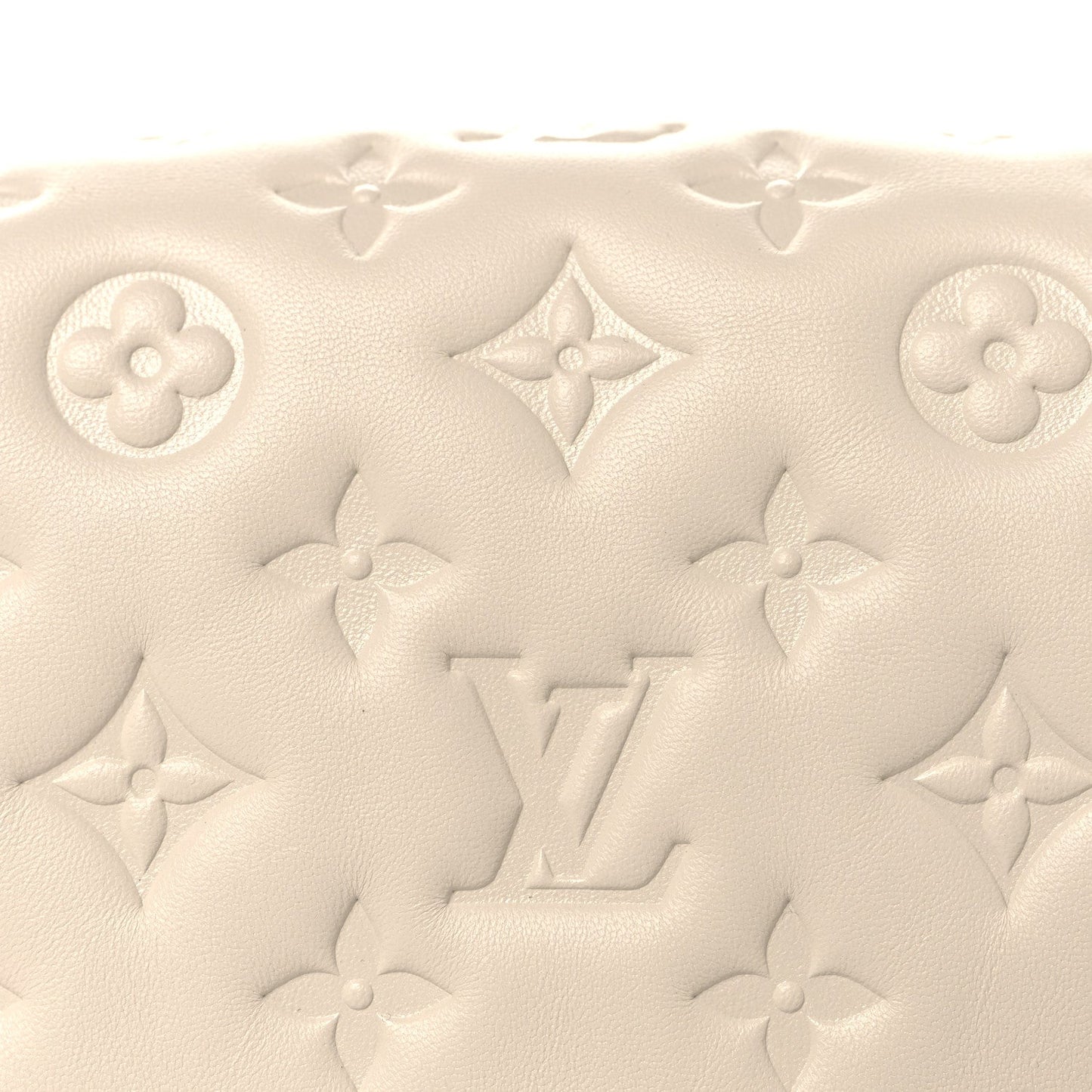 Lambskin Embossed Monogram Pochette Coussin Crossbody Creme