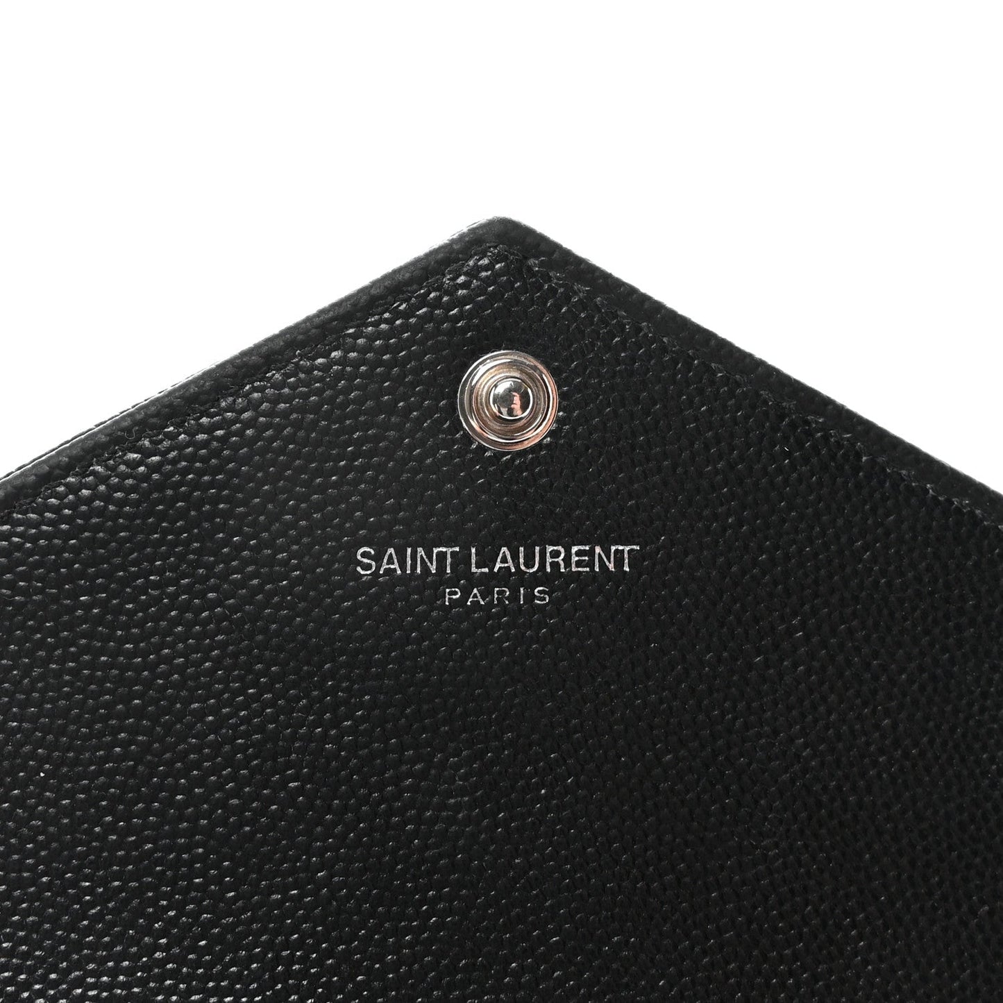 Grain De Poudre Matelasse Chevron Monogram Envelope Chain Wallet Black