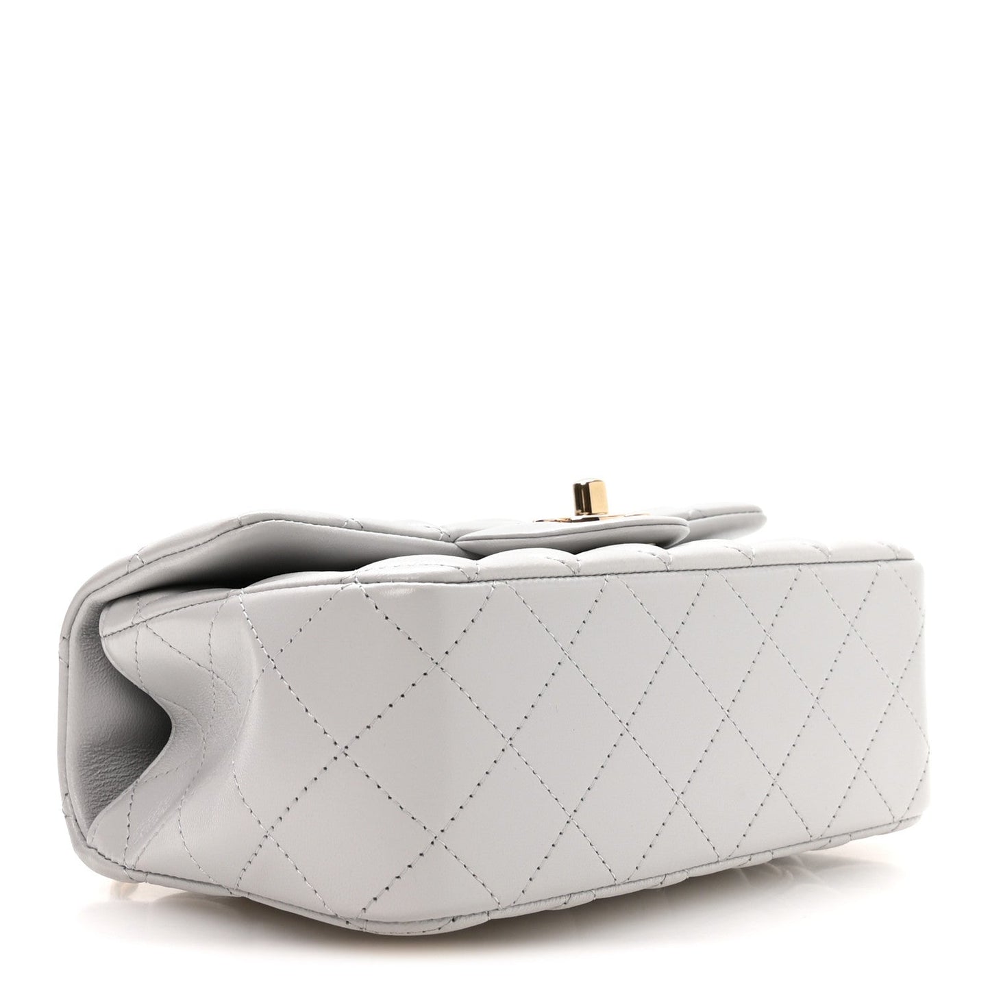 Lambskin Quilted Mini Top Handle Rectangular Flap Grey