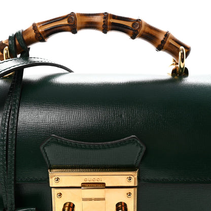 Azalea Calfskin Small Padlock Bamboo Shoulder Bag Vintage Green