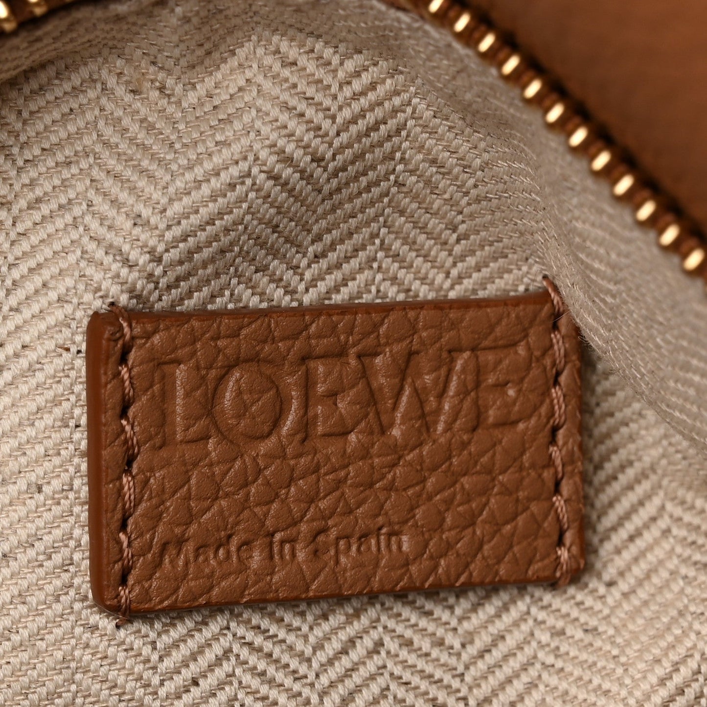 Grained Calfskin Small Puzzle Edge Bag Toffee