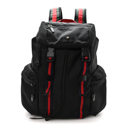 Techno Canvas Web Double Buckle Backpack Black