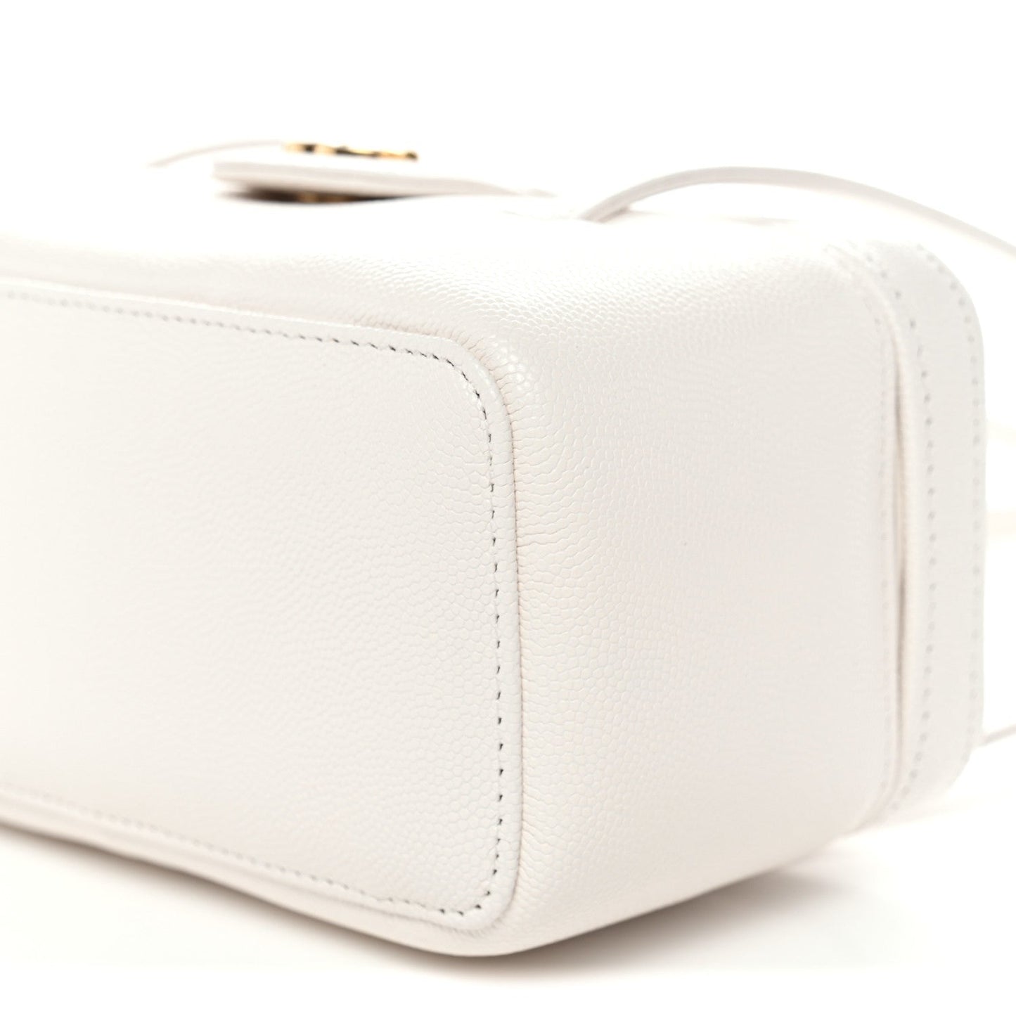 Shiny Caviar Preppy Coco Long Vanity With Strap White