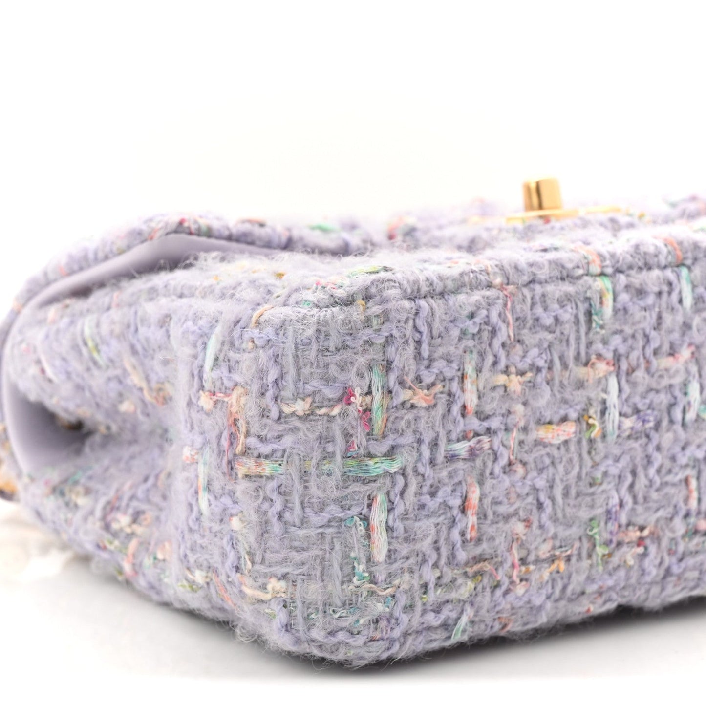 Tweed Quilted Pearl Twist Mini Rectangular Flap Purple