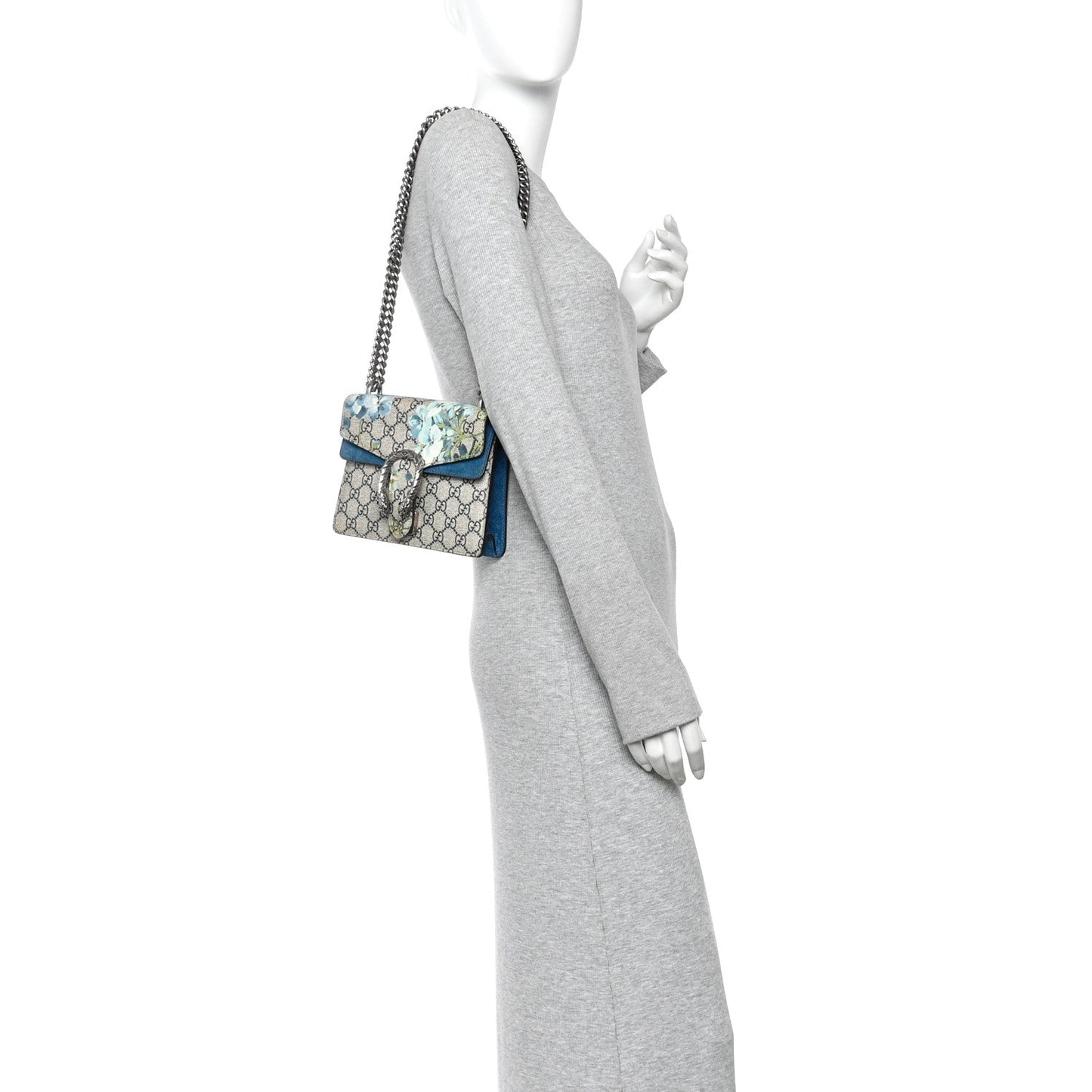 GG Supreme Monogram Blooms Mini Dionysus Shoulder Bag Beige Navy Vintage Blue