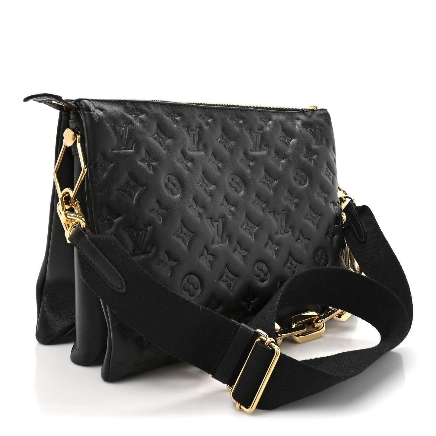 Lambskin Embossed Monogram Coussin MM Black