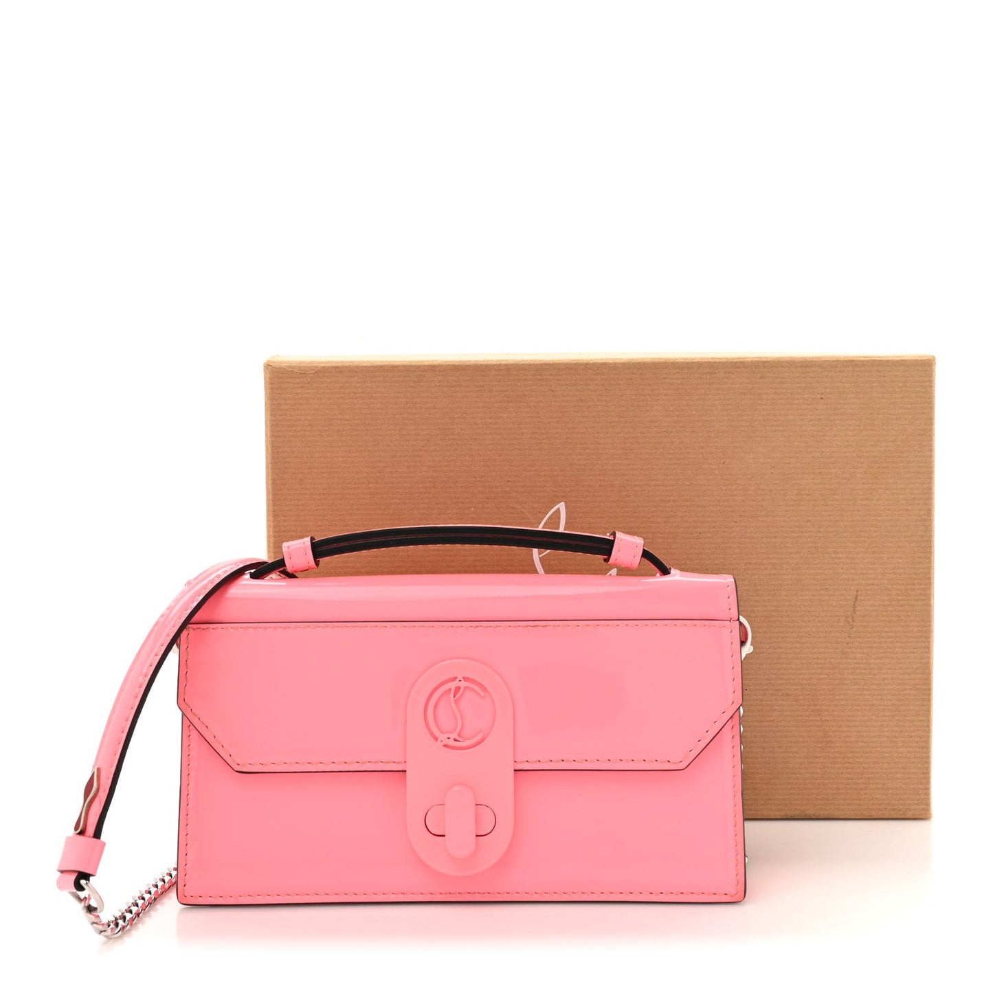 Patent Calfskin Small Elisa Baguette Bubble Gum