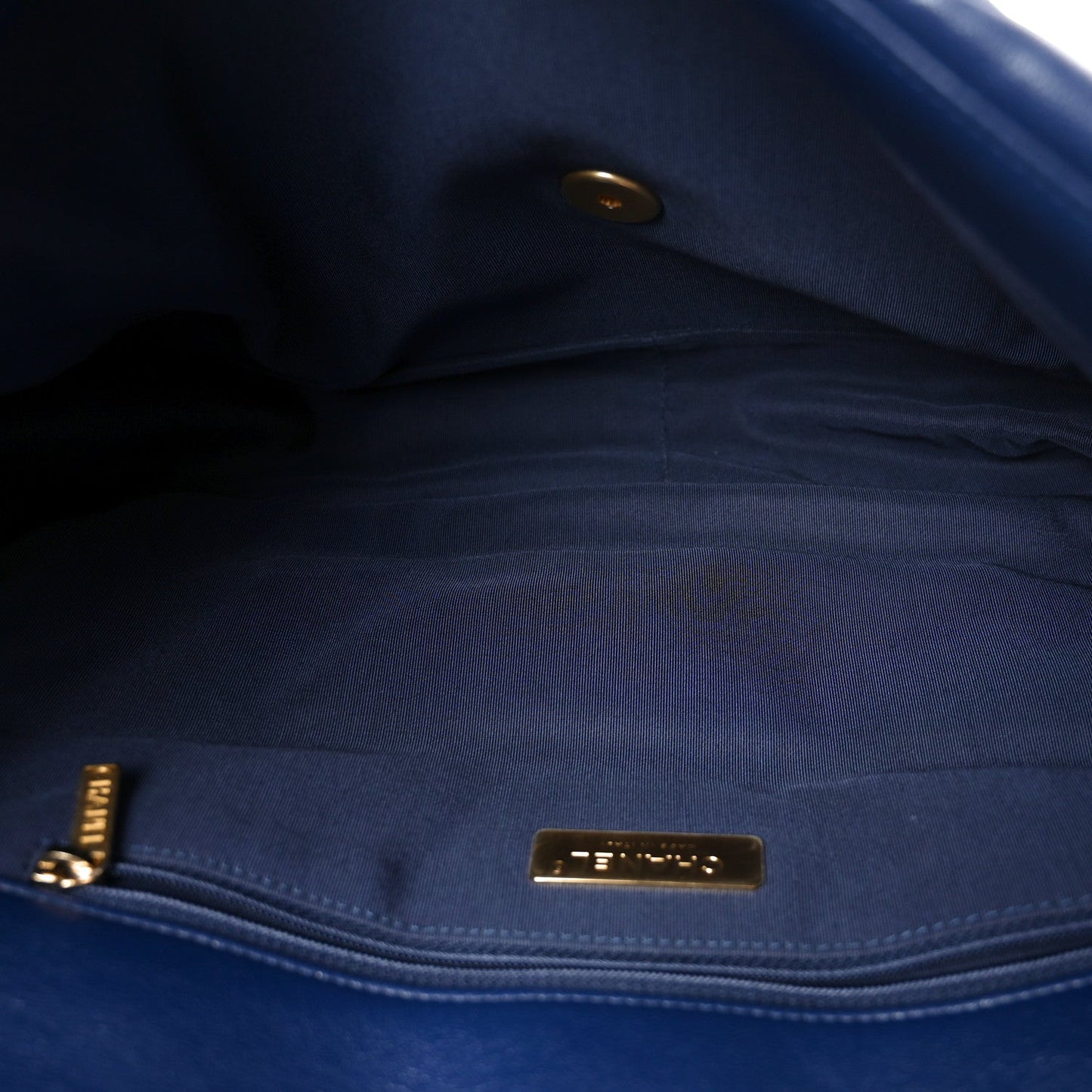 Goatskin Quilted Maxi Chanel 19 Flap Navy Blue