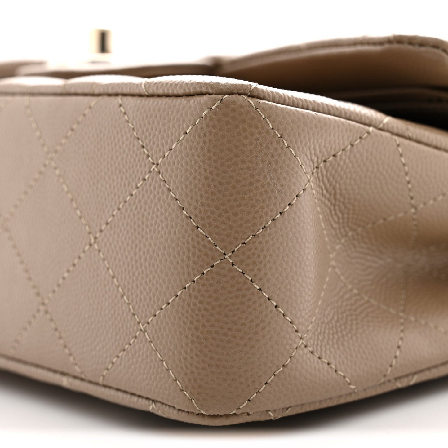 Caviar Quilted Small Double Flap Dark Beige