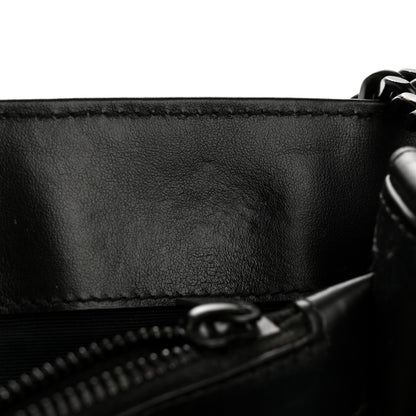 Calfskin Y Quilted Monogram Large Loulou Chain Satchel Black
