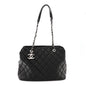 Lambskin Quilted Chic and Soft Shopping Tote Black