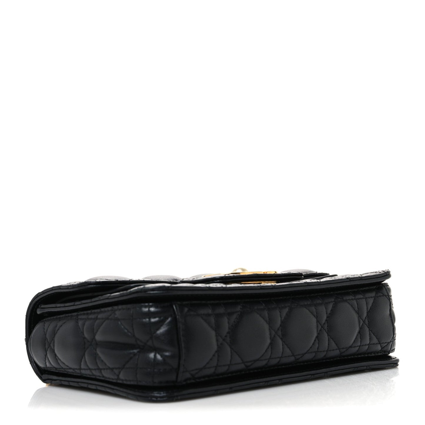 Calfskin Cannage Small Dior Jolie Top Handle Black