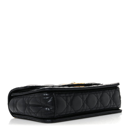 Calfskin Cannage Small Dior Jolie Top Handle Black