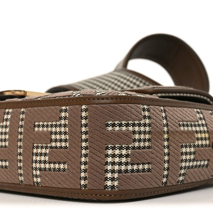 Wool Vitello King Houndstooth FF Embroidered Baguette Beige Moro