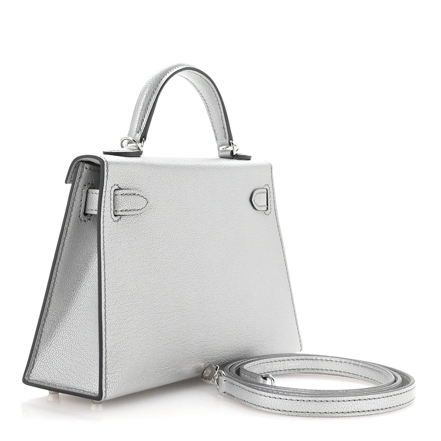 Metallic Chevre Chamkilight Mini Kelly Sellier 20 Argent