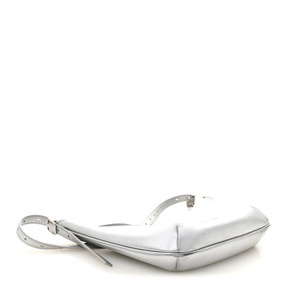 Metallic Calfskin Mary Kate Shoulder Bag Silver
