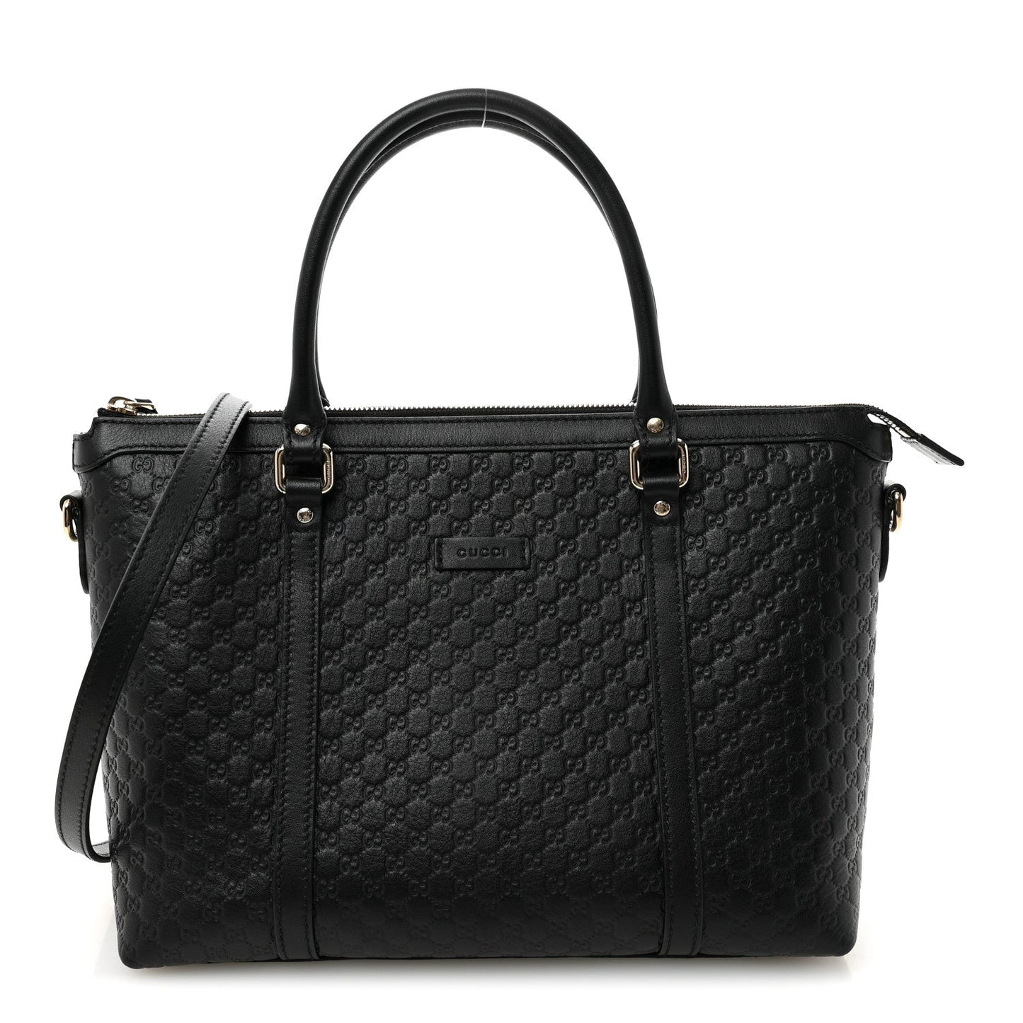 Soft Microguccissima Small Zippered Satchel Black