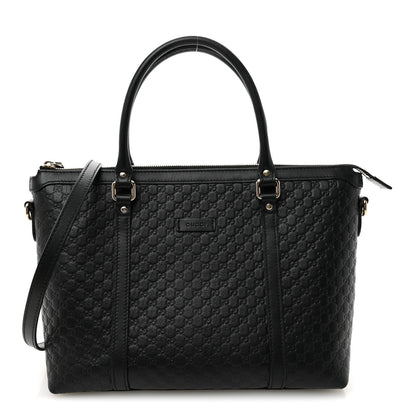 Soft Microguccissima Small Zippered Satchel Black