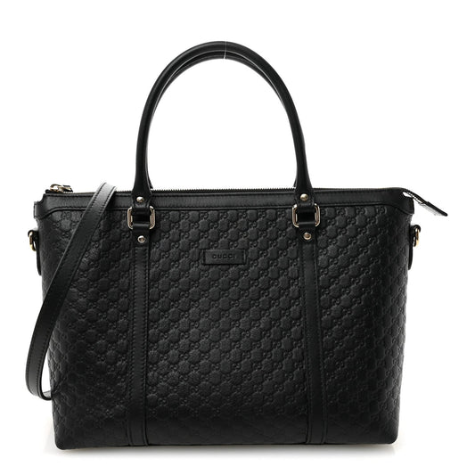 Soft Microguccissima Small Zippered Satchel Black