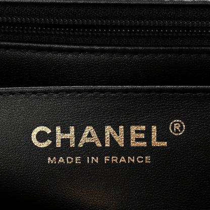 Lambskin Quilted Mini Top Handle Rectangular Flap Black