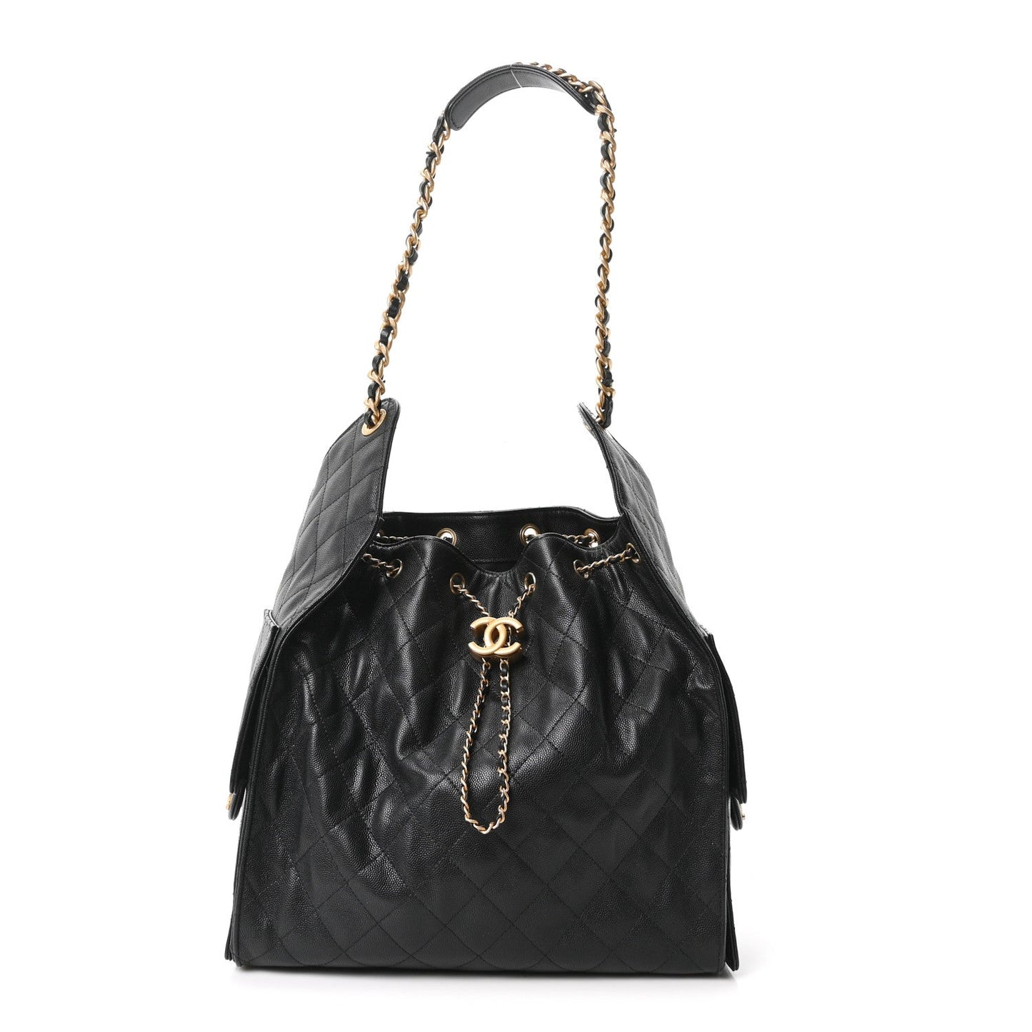 Caviar Quilted Medium Chanel 25 Handbag Black