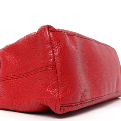 Pebbled Calfskin Medium Soho Chain Shoulder Bag Tabasco Red