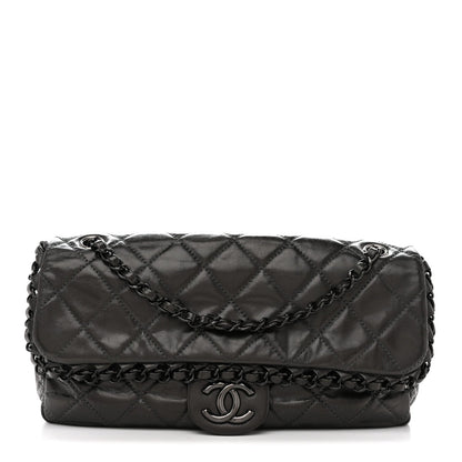 Calfskin Quilted Medium Chain Me Flap Grey