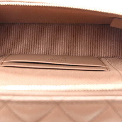 Caviar Quilted Top Handle Slim Vanity With Chain Dark Beige