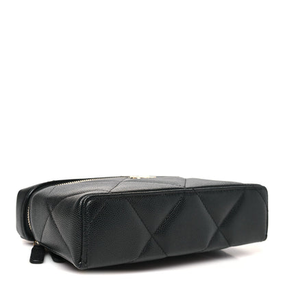 Caviar Quilted Top Handle Slim Vanity With Chain Black