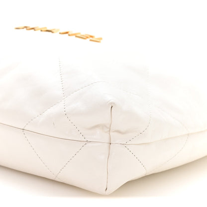 Shiny Calfskin Quilted Small Chanel 22 White