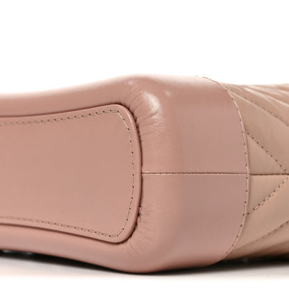 Aged Calfskin Chevron Quilted Small Gabrielle Hobo Pink