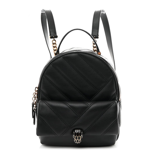Calfskin Matelasse Serpenti Cabochon Backpack Black