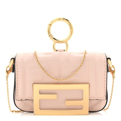 Nappa Matisse FF Embossed Nano Maxi Buckle Baguette Charm Rosa Quarzo