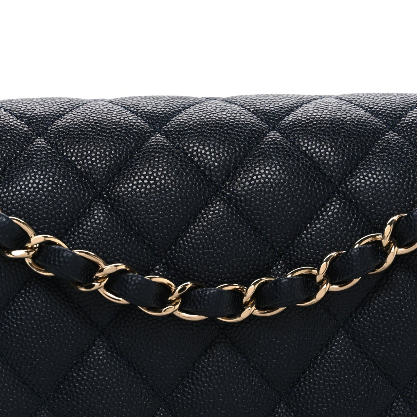 Caviar Quilted Medium Double Flap Navy