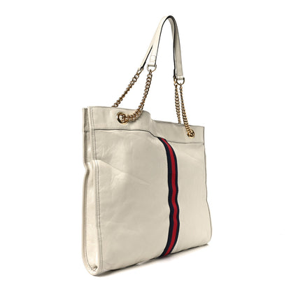Calfskin Large Rajah Chain Tote White