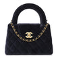 Velvet Quilted Nano Kelly Shopper Navy