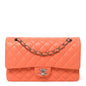 Lambskin Quilted Medium Double Flap Orange