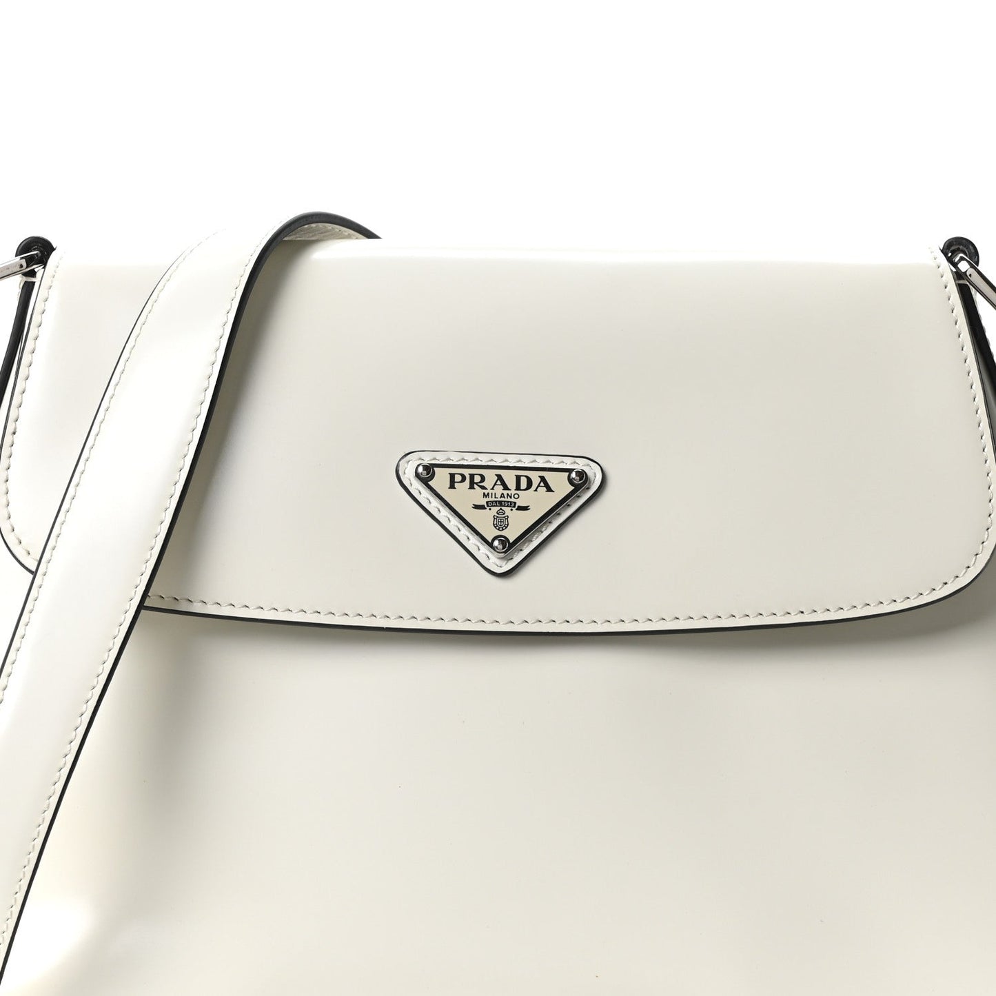 Spazzolato Cleo Flap Adjustable Strap Shoulder Bag  White