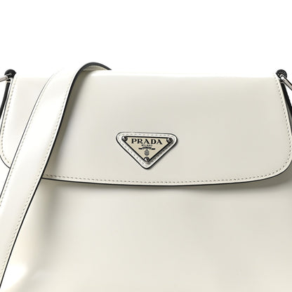 Spazzolato Cleo Flap Adjustable Strap Shoulder Bag  White