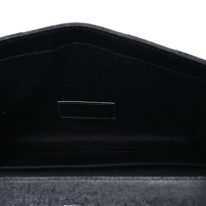 Grain De Poudre Matelasse Chevron Monogram Envelope Clutch Black